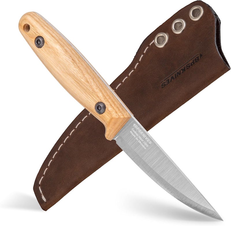 BPSKNIVES Finn Lite - Puukko Knife - Fixed-Blade Carbon Steel Knife with Leather Sheath - Small Full Tang Camping Knives - Scandinavian Camp Utility Knives - Image 1